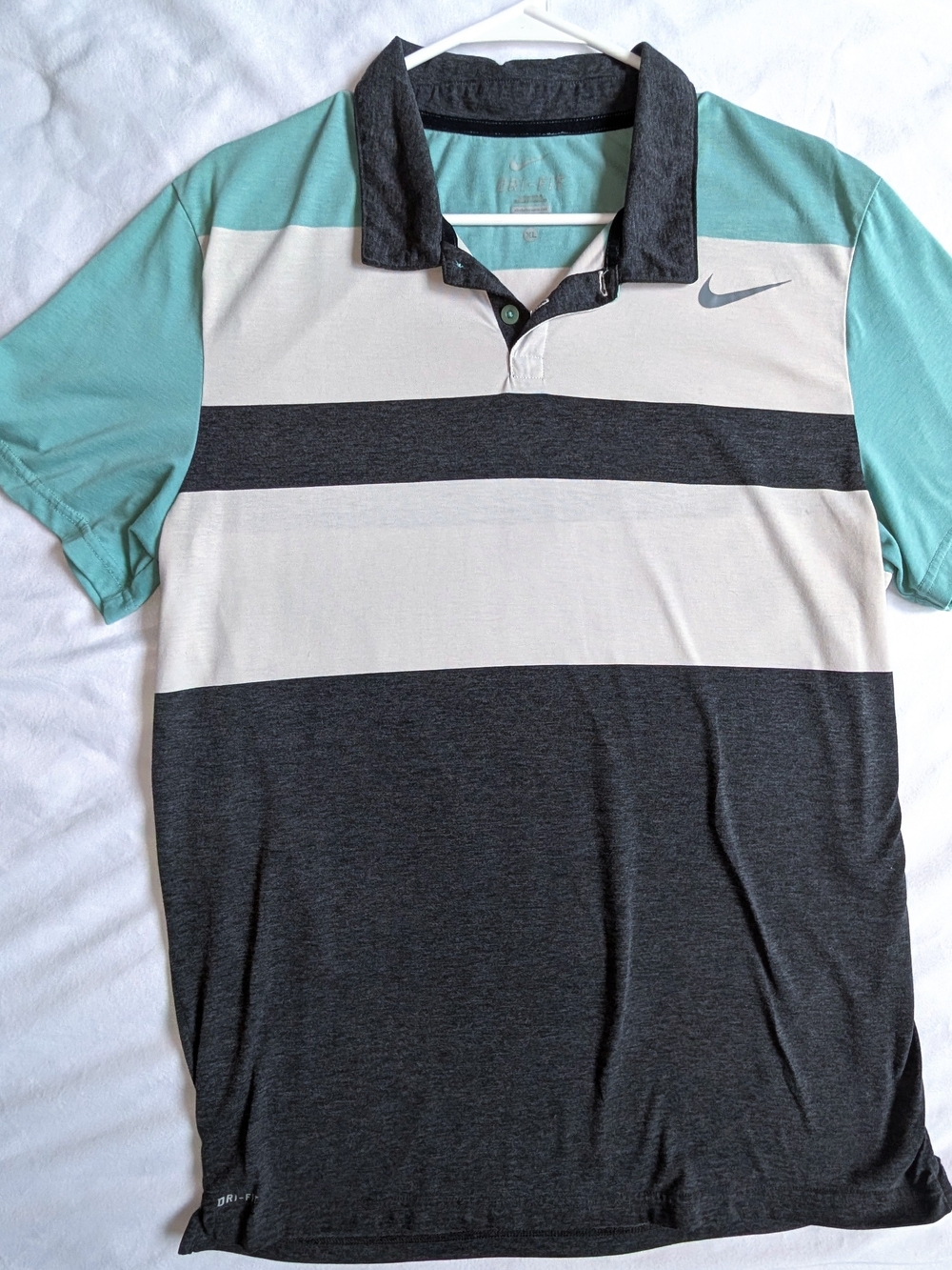 Nike Men's Striped Polo in Teal, White & Charcoal